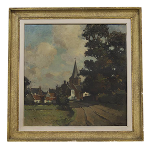 Herman Verbaere, Flemish Landscape / Village Scene, Oil on Canvas, 1950s