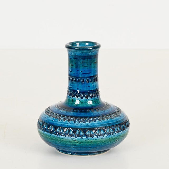 Ceramic Rimini Blue Vase in Ceramic by Aldo Londi for Bitossi, Italy, 1960s For Sale - Image 7 of 10