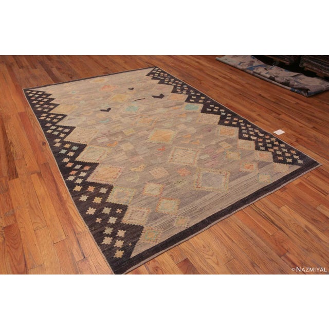 Beautiful Handmade Modern Tribal Primitive Contemporary Nomadic Area Rug, Country of origin: Central Asia, Circa date:...