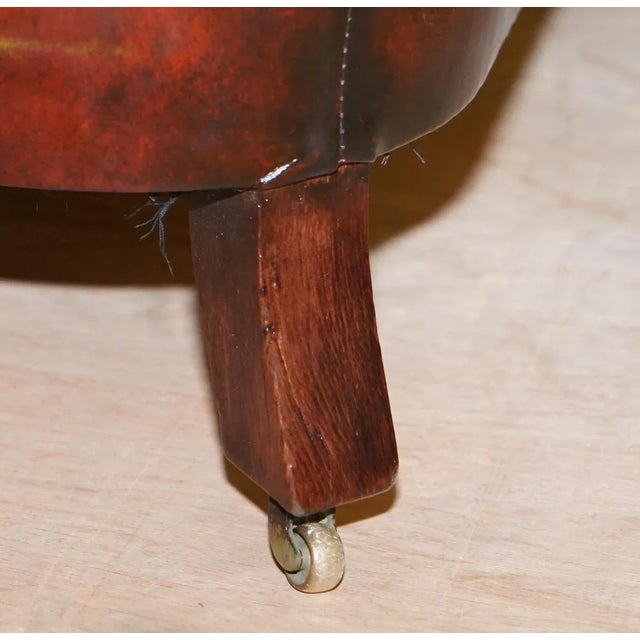 Vintage Oxblood Bordeaux Leather Chesterfield Club Sofa on Turned Legs For Sale - Image 18 of 18