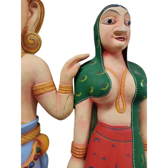 Wood Large Sri Lankan Wood Polychrome Carving Depicting a Famous Hindu Story For Sale - Image 7 of 7