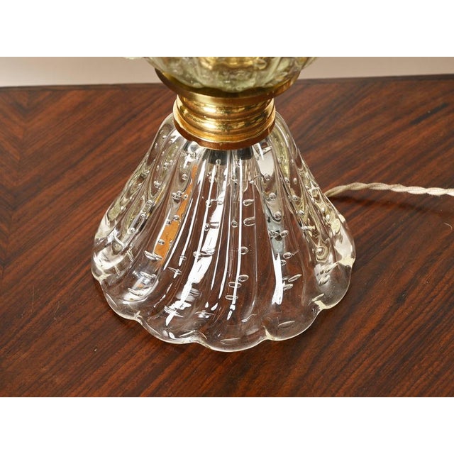 Large Bullicante Murano Glass and Brass Flower Table Lamp from Barovier, Italy, 1950s For Sale - Image 4 of 14