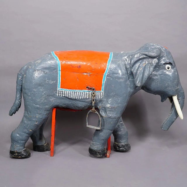 Rare Antique Children Carousel Elefant, Germany Early 20th Century For Sale - Image 4 of 8