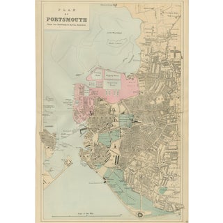 Antique Town Map of Portsmouth by George W. Bacon, 1885 For Sale