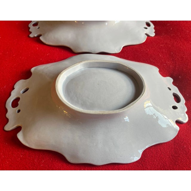 Antique 19th Century English Solid Light Blue Staffordshire Pottery Handled Trays - a Pair For Sale In New York - Image 6 of 7