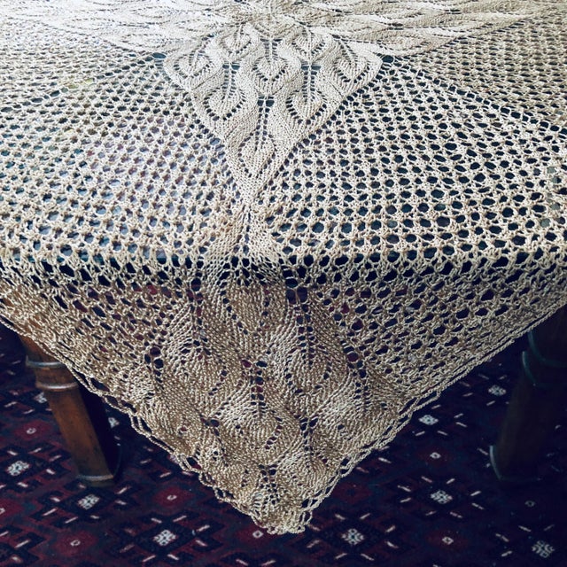 2000 - 2009 2000s Handmade Silky Square Tablecloth For Sale - Image 5 of 9