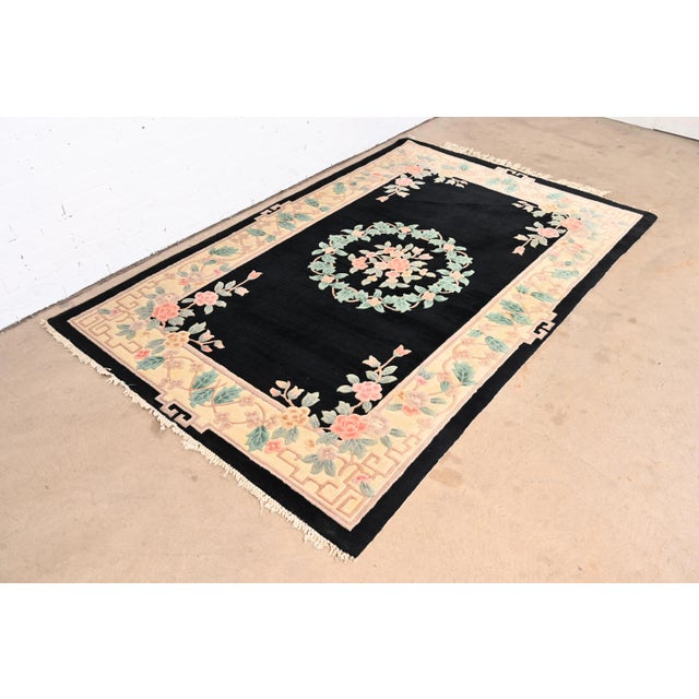 Vintage Hand Made Chinese Sculpted Wool Area Rug For Sale - Image 4 of 11