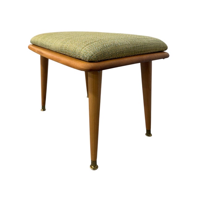 Mid-Century Modern Mid-Century Modern Heywood Wakefield Champagne Upholstered Stool For Sale - Image 3 of 7