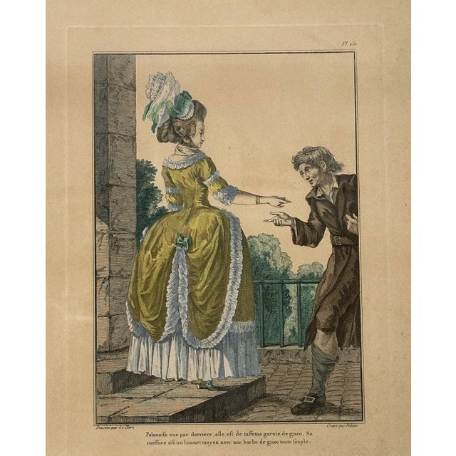 French Engraving Hand Colored Galerie Des Modes Costumes Francais, 1779 For Sale - Image 4 of 11