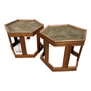 Vintage John Keal for Brown Saltman Hexagon Side Tables - A Pair For Sale