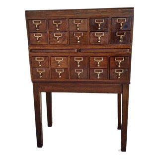 Vintage Gaylord Bros 20 Drawer Maple Library Card Catalog Cabinet Pullout Shelfs For Sale