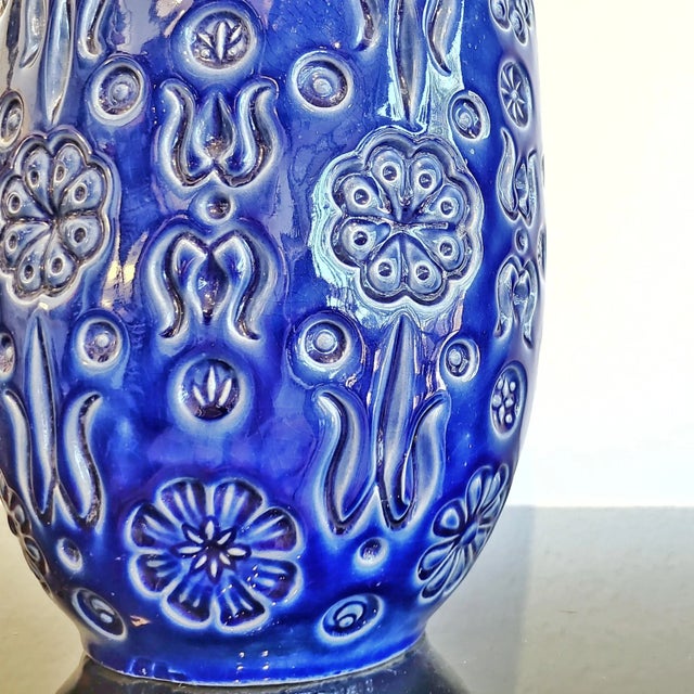 Mid-Century Modern Giant Blue Scheurich 'Bernina' Vase Nr. 265/52 For Sale - Image 3 of 6