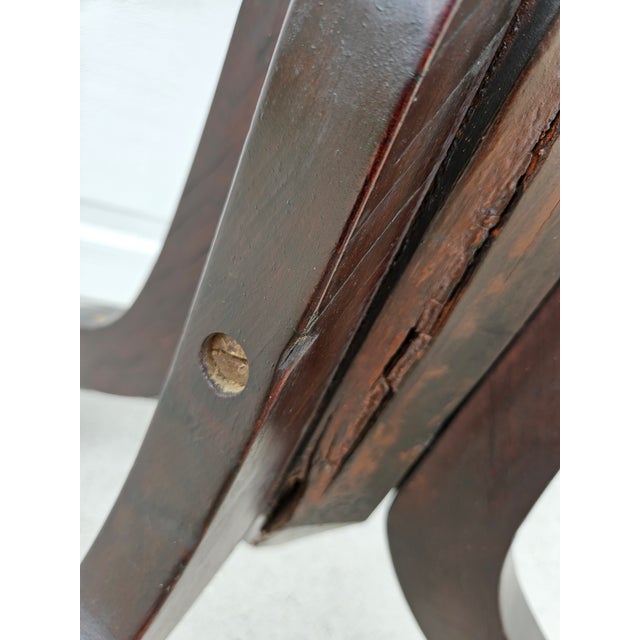 Primitive Round Wooden Pedestal Pub Table For Sale - Image 11 of 18