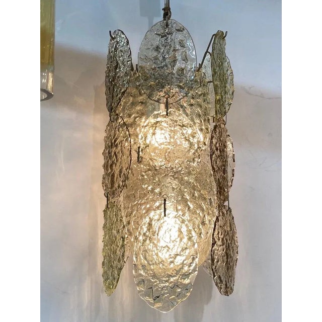 Mid-Century Modern Pair of 1960s Vistosi Torcello Glass Disk Chandeliers by Gino Vistosi For Sale - Image 3 of 12