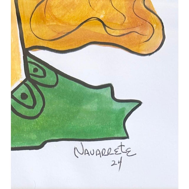 Juan Navarette "Girl Face" Abstract Acrylic Painting on Paper, Framed For Sale - Image 4 of 6