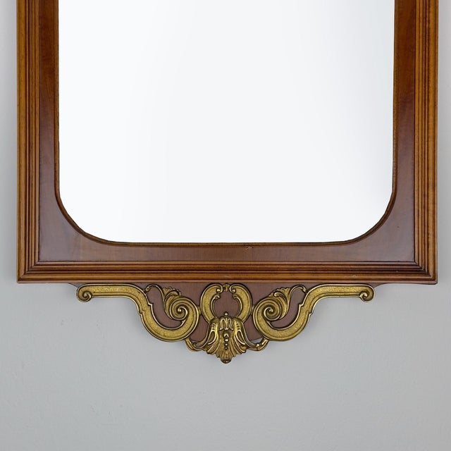 Mid-Century Modern Large Vintage Wooden Wall Mirror, Italy, 1950s For Sale - Image 3 of 18