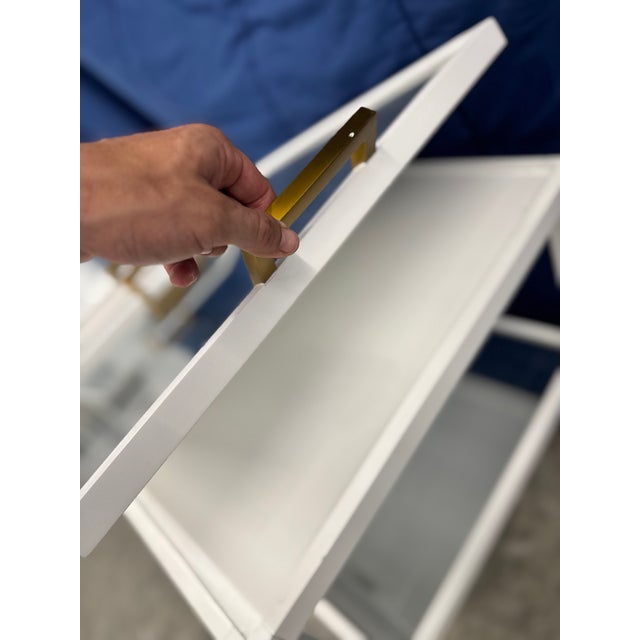 Serena & Lily Set of White Wood Square End Lamp Tables Nightstands Attributed to Serena and Lily For Sale - Image 4 of 7