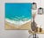 Abstract Turquoise Dreams by Ana Hefco | Layered tinted resin on wood panel Abstract ocean scene with beach. For Sale - Image 3 of 5