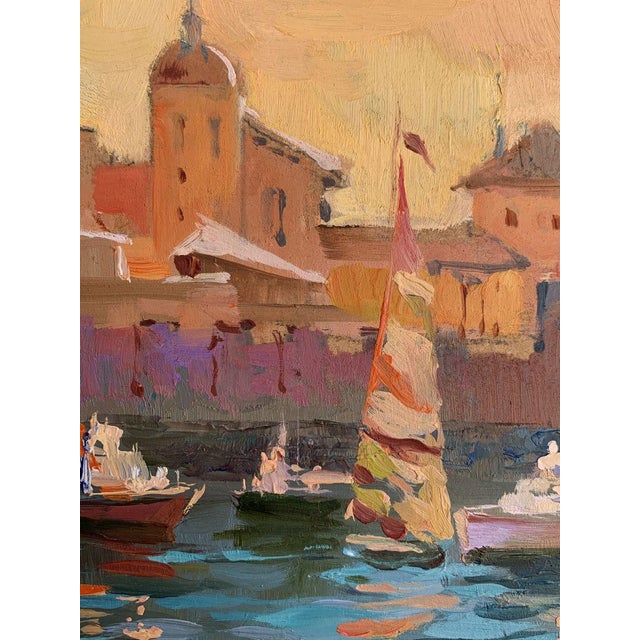 Paper Oil Painting Evening at the Yacht Club Yuriy Suprunchuk For Sale - Image 7 of 12