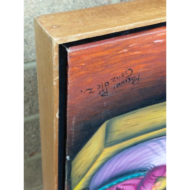 Wood Framed Signed Pascual Pur Gonzalez Guatemalan Mayan Artwork For Sale - Image 7 of 11