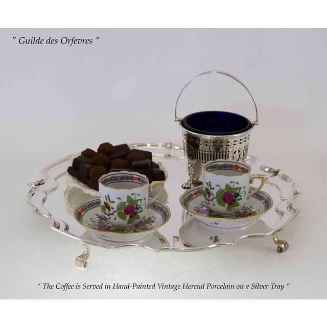 Silver 1970’s Vintage/New Silverplate Chippendale Salver With Feet For Sale - Image 8 of 12