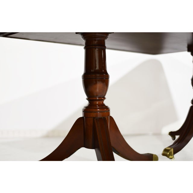 Mid 20th Century Mid Century Georgian Double Pedestal Banded Dining Table by Kindel Furniture For Sale - Image 5 of 12