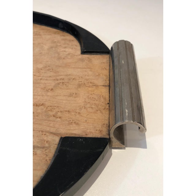 Art Deco 1930s Art Deco Tray in Sycamore Ebonized Wood & Chrome For Sale - Image 3 of 12