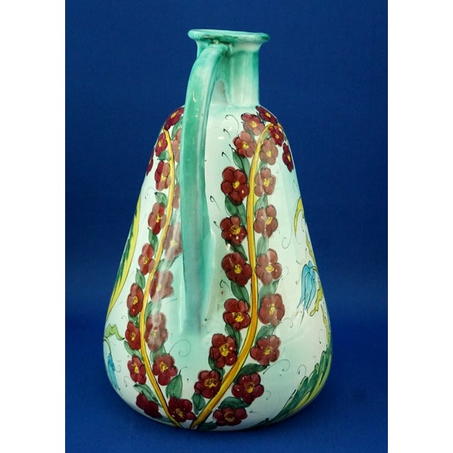 Ceramic Italian Majolica Ceramic Vase with Flowers by Pisapia, 1960s For Sale - Image 7 of 18