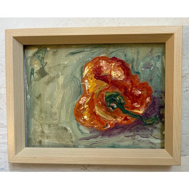 Orange "Habanero #2", Expressionist Still Life, Oil Painting, Food Art For Sale - Image 8 of 8
