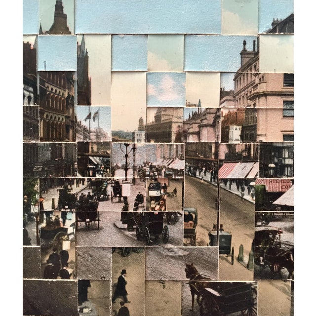 Early 21st Century Regent Street, London, Uk - Hand Cut and Woven Vintage Photo Postcards, Framed For Sale - Image 5 of 5