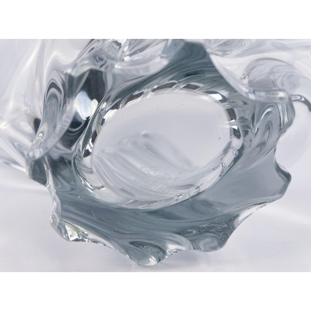Transparent Large Art Vannes France Sculptural Crystal Centerpiece Bowl, Mid-Century For Sale - Image 8 of 9