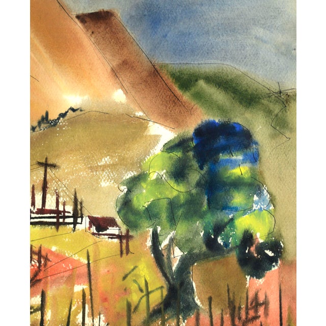 Mount Diablo, Mid Century Bay Area Hills Landscape Watercolor For Sale - Image 4 of 7