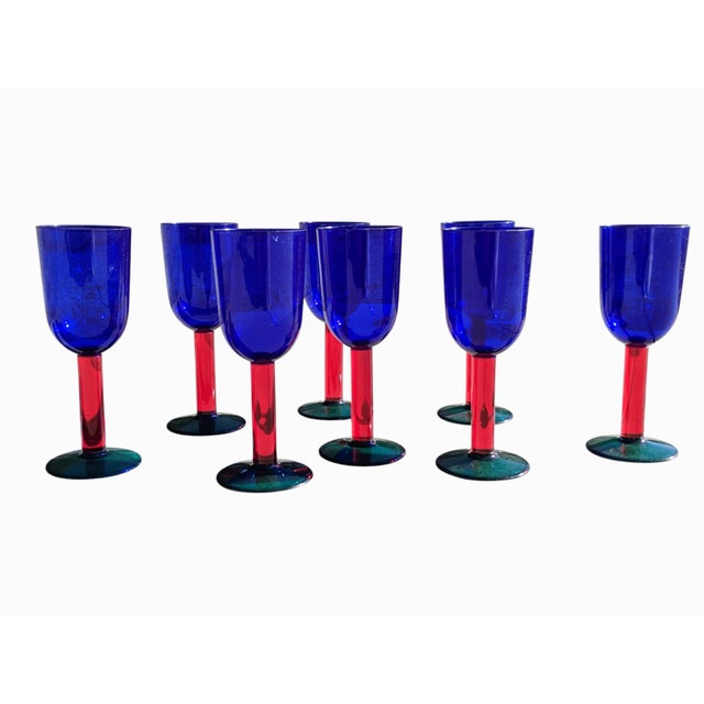 Vintage Color Blocked Acrylic Party Glasses by Precisioncraft- Set of 8 For Sale - Image 4 of 12