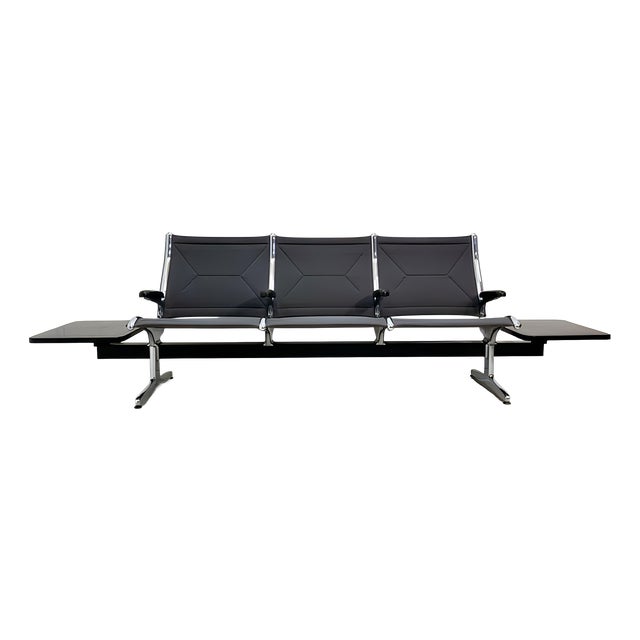 Tandem Sling Airport Seat Bench with Table by Charles & Ray Eames for Herman Miller, USA, 1960s For Sale