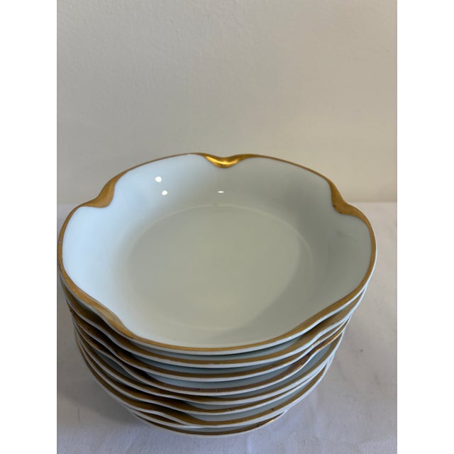 White Vintage Haviland & Co. Limoges Gold Rim Bowls - Set of 10 For Sale - Image 8 of 12