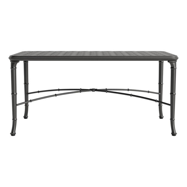 Brown Jordan Calcutta 24" x 42" Cast Top Coffee Table, Textured Pewter frame For Sale