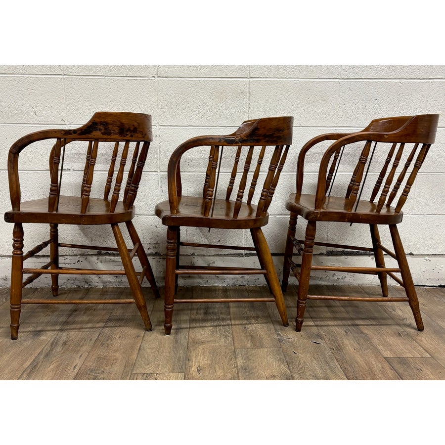 Antique Barrel Back Oak Pub Chairs Captain's Chairs - Set of 3 | Chairish, image size:900x900