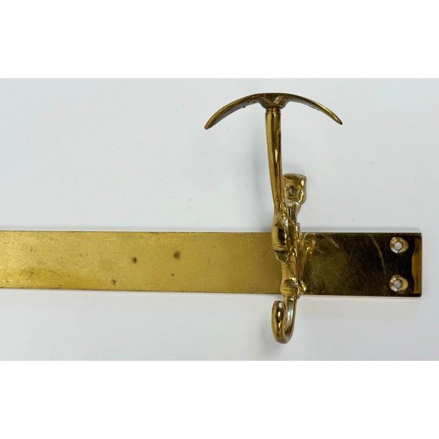 Metal Vintage Brass Double Wall Hook For Sale - Image 7 of 7