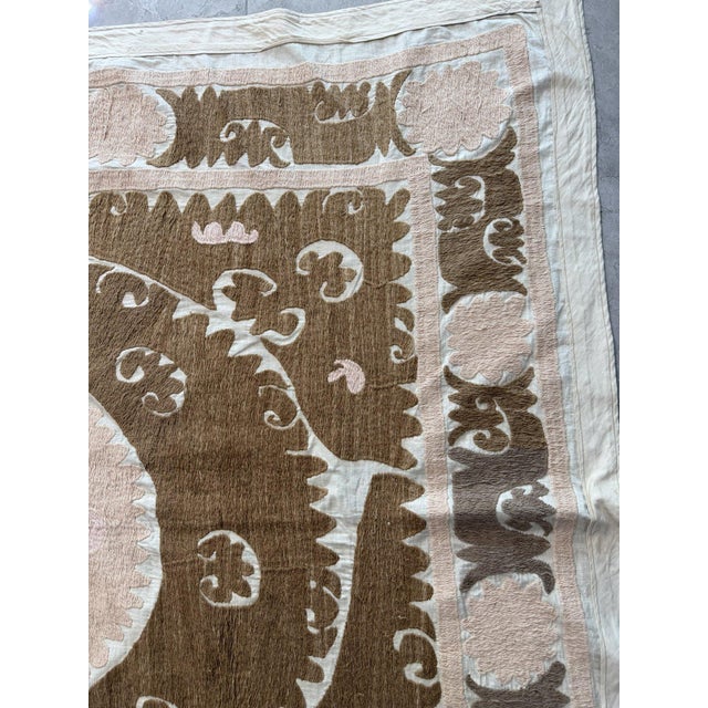 Suzani Embroidery Wall Decor - Boho Embroidery 4'6'' X 5'6'' For Sale - Image 10 of 18