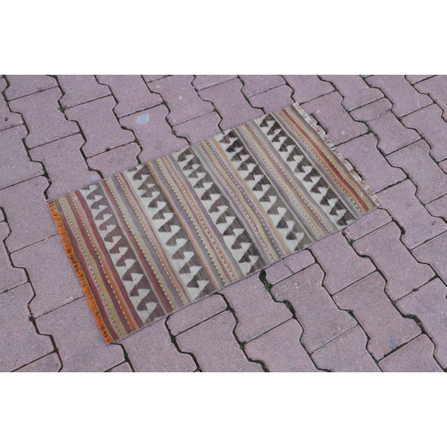 Traditional 1960s Vintage Turkish Kilim With Stripe Patterns For Sale - Image 3 of 11