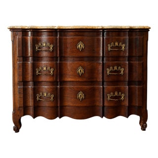 Louis XV Bordeaux-Style Mahogany Commode with Marble Top For Sale