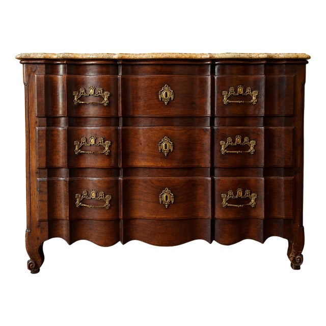Louis XV Bordeaux-Style Mahogany Commode with Marble Top For Sale
