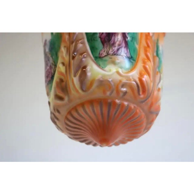 Antique French Renaissance Hand Painted Opaline Victorian Pendant Light, 1910 For Sale - Image 11 of 15