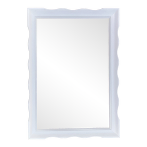 Vintage Scalloped White Solid Wood Mirror by Hamilton of Indiana 27” H X 19.5” W