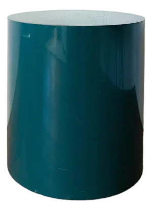 Postmodern Teal Laminate Cylinder Side Table, Italian Style, C. 1980s