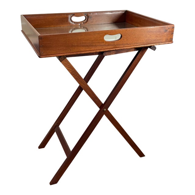 Marked Butler Tray on Stand in Mahogany -- 19th Century For Sale