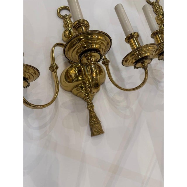 1900 Gilt Bronze Federal Style Large Sconces 3 Lights For Sale - Image 9 of 13