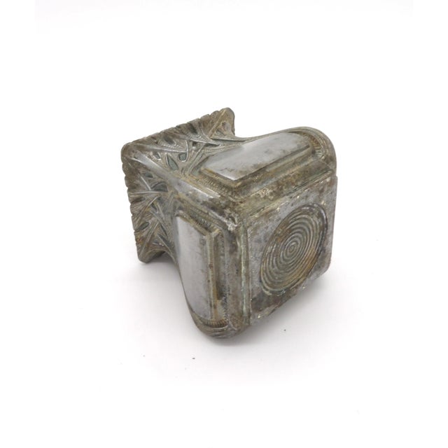 1900 - 1909 Antique Art Nouveau Pewter Match Holder Vase Smoking Set Piece For Sale - Image 5 of 7