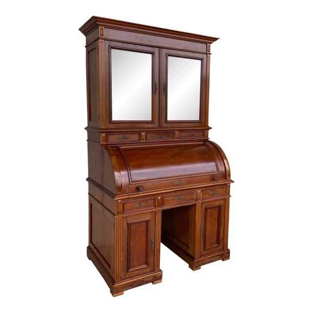 19th Century Empire Mahogany Bureau Secretary with Bookcase For Sale