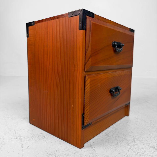 Wood Small Japanese Desk Cabinet with Extendable Bookend, 1980s For Sale - Image 7 of 10